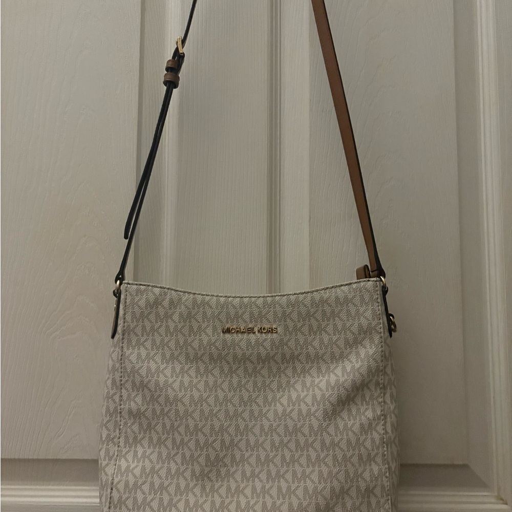 Michael Kors Beige Monogram Crossbody Bag